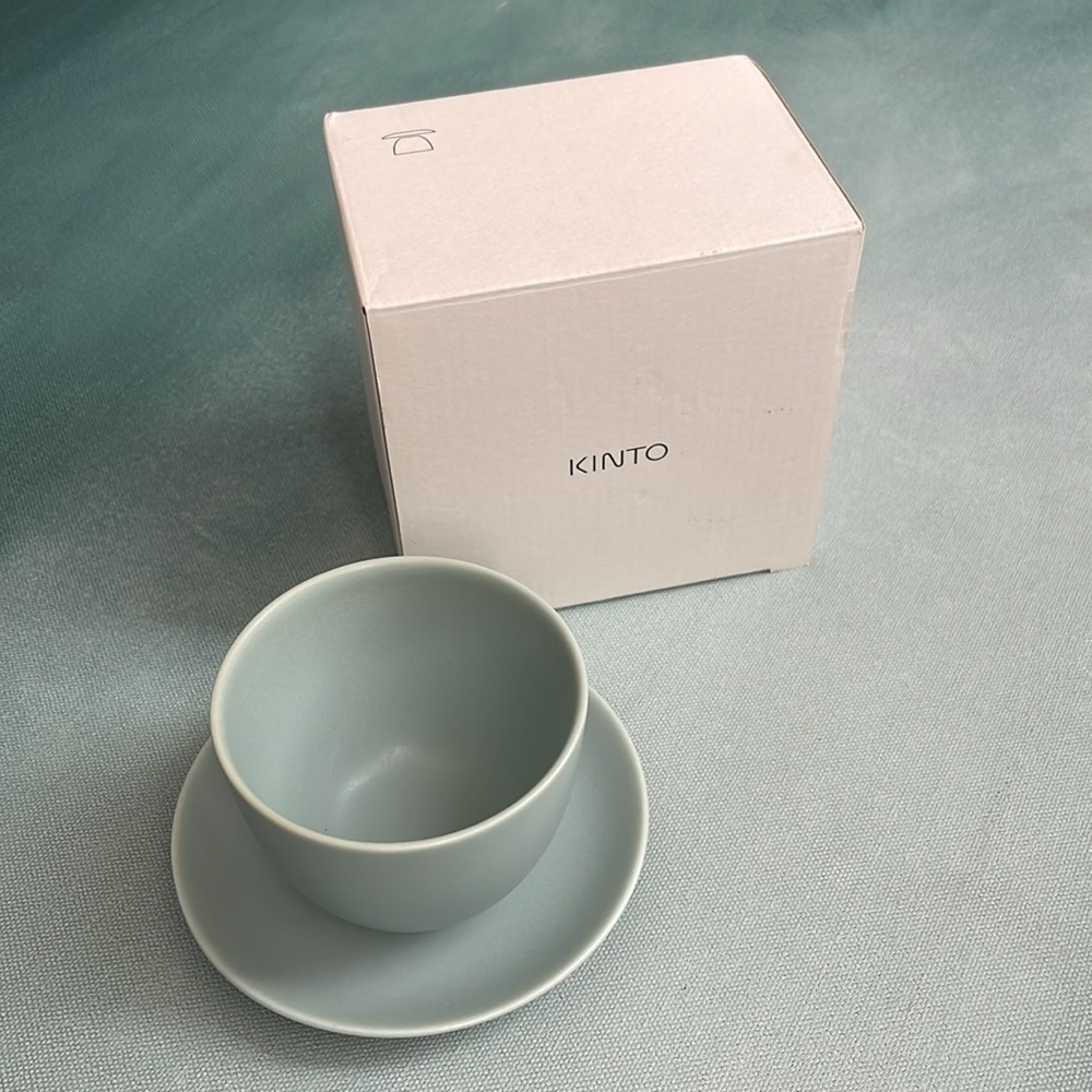 Kinto Pebble Cup and Saucer Moss Green +